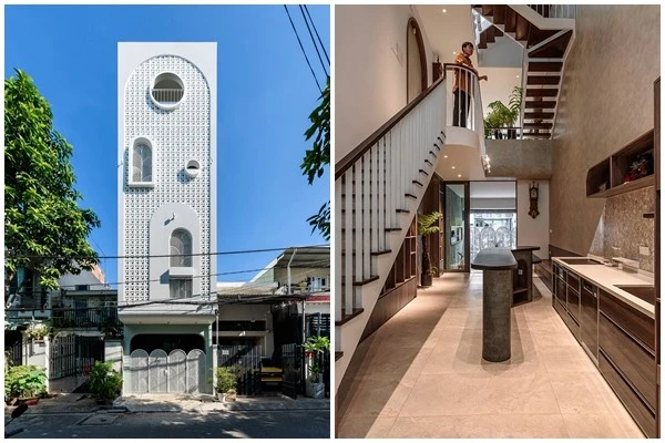 Nhà ống hướng tây 'lọc nắng' nhờ mặt tiền gạch bông gió