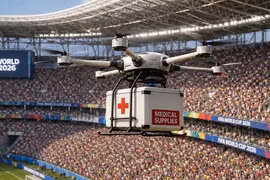 Công nghệ đặc biệt tại World Cup 2026: Drone chở máy sốc tim cứu khán giả
