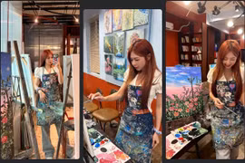 Liz Kim Cương khoe nhan sắc miễn chê khi đi workshop học vẽ