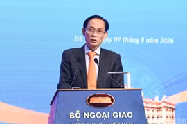 Bộ trưởng Bộ Ngoại giao Lê Hoài Trung phát biểu bế mạc Hội nghị Ngoại giao lần thứ 33 (Ảnh: Nhân dân)