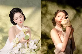 'Nữ hoàng nội y' Ngọc Trinh khoe vẻ đẹp thuần khiết bên bình hoa sen trắng