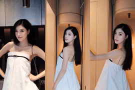 Cựu hoa khôi bóng chuyền Đặng Thu Huyền lăng-xê triệt để mẫu váy 'baby doll'