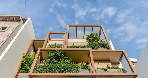 Ngôi nhà đặc biệt với mặt tiền hình học và nhiều cây xanh