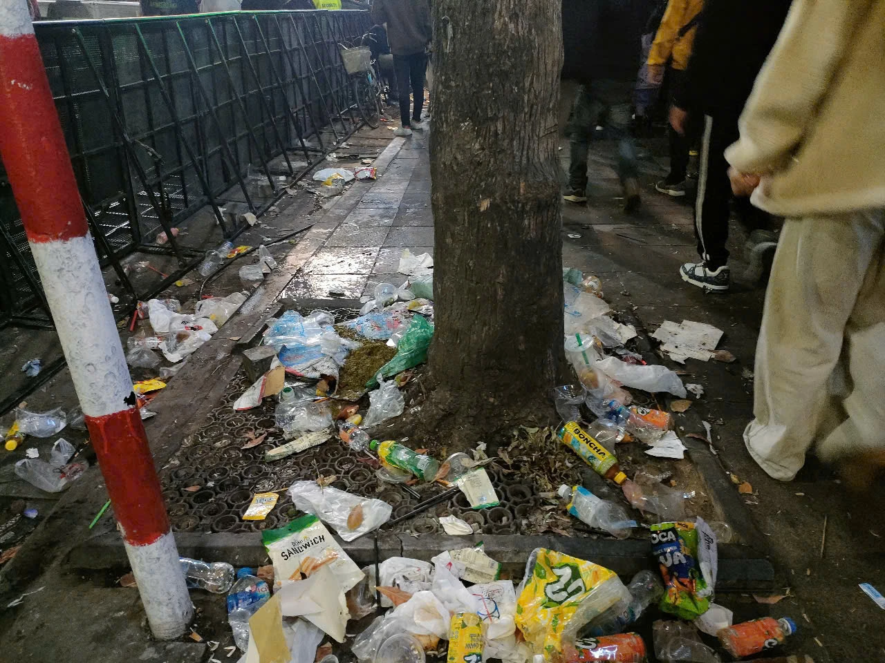 Rác bủa vây phố đi bộ Hồ Gươm sau màn pháo hoa chào năm mới 2025