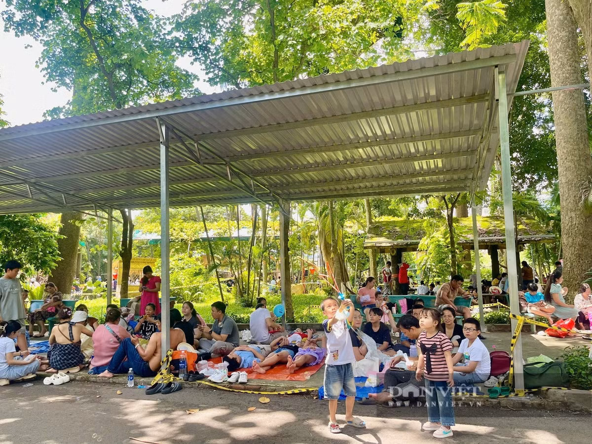 Cả những mái hiên hoặc bất cứ nơi nào có bóng mát đều có người trải bạt ngồi nghỉ chân.