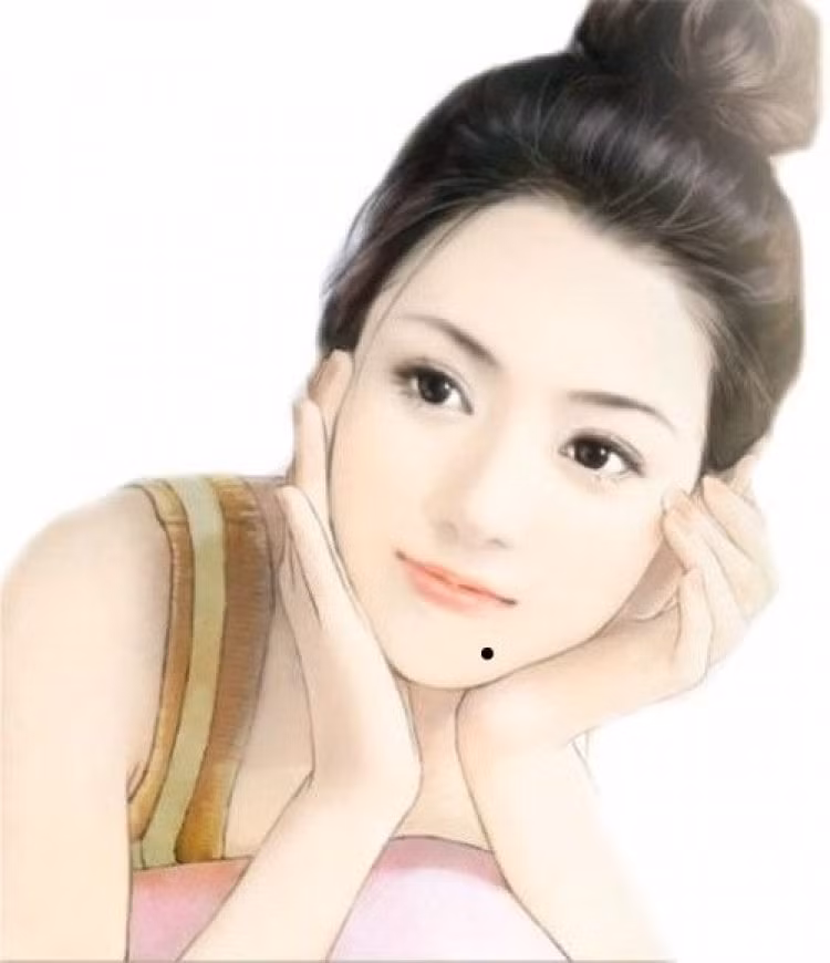  2. Nốt ruồi ở cằm. Nốt ruồi ở cằm là nốt ruồi của sự giàu có, người đó sinh ra đã giàu có. Trong nhân tướng học, cằm quyết định sự giàu có, khả năng và di sản của tổ tiên một người.