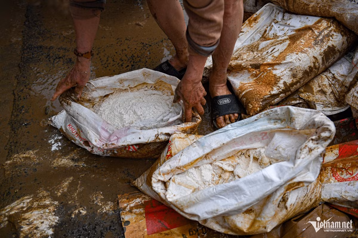 Gia đình bà Âu sở hữu một xưởng bánh mì. Sau lũ, toàn bộ số bột trị giá hơn 20 triệu đồng bị ngập nước, không thể sử dụng. Nhiều thiết bị, máy móc cũng ngâm nước nhiều giờ, chưa rõ có sửa được hay phải bỏ đi. Bà cho biết cả nhà chỉ biết dọn dẹp từng chút một, vì chưa từng rơi vào hoàn cảnh như vậy. “Nhiều lúc nhìn cảnh tan hoang chỉ muốn bỏ nghề", bà nói.