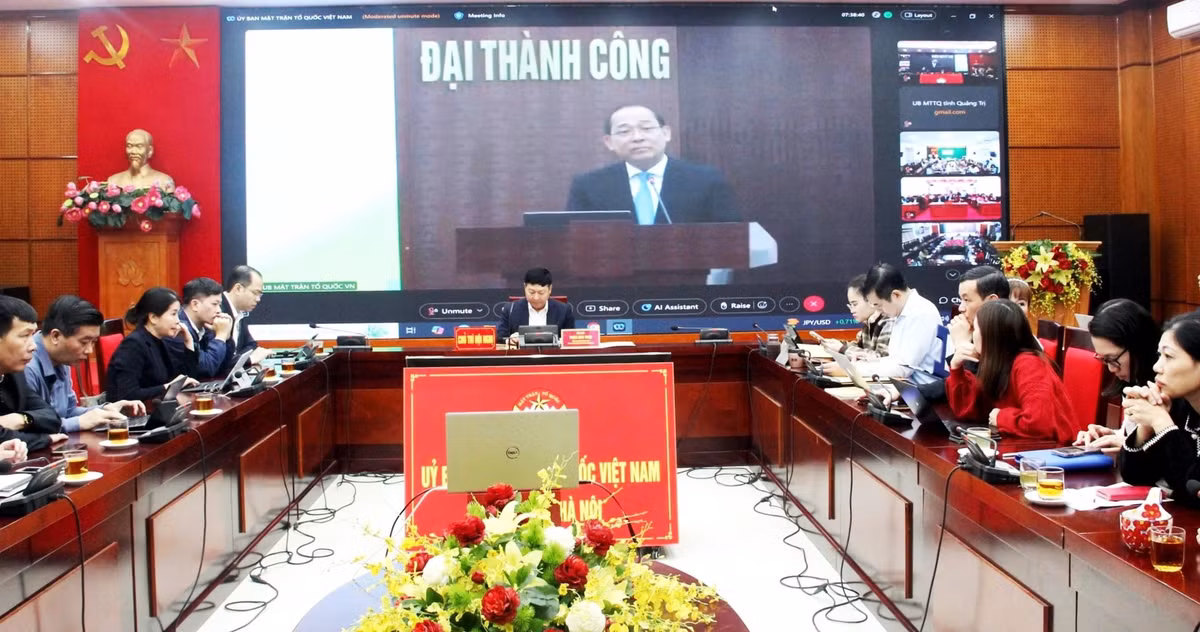 Điểm cầu tại Ủy ban MTTQ Việt Nam thành phố Hà Nội. Ảnh: PV