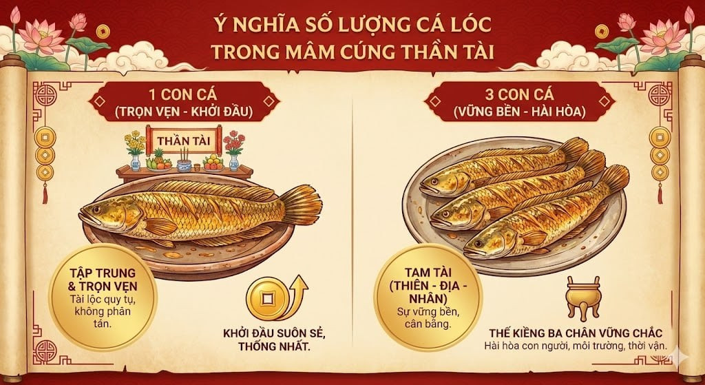 Nên cúng mấy con cá lóc ngày vía Thần Tài? Ảnh: AI