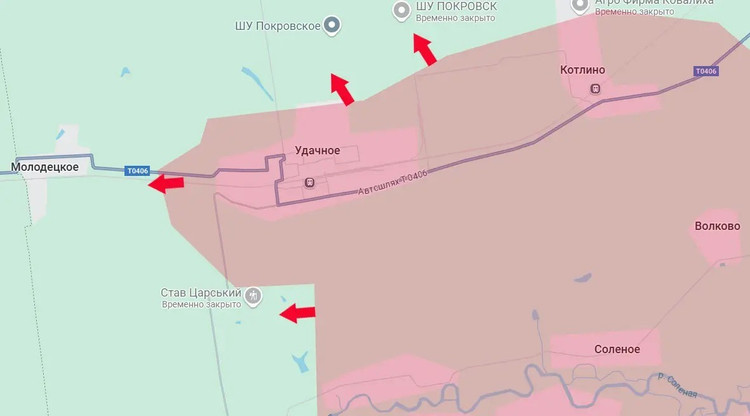 Pada 27 Agustus, Kementerian Pertahanan Rusia melaporkan bahwa Angkatan Bersenjata Rusia (RFAF) di wilayah Pokrovsk telah meraih kemenangan besar; setelah merebut jembatan Leontovichi, di pinggiran selatan Donetsk, RFAF telah sepenuhnya menguasai desa Udachne. Bagian utara desa, termasuk Jalan Shiroka, telah dikuasai oleh pasukan Rusia. 1.jpg