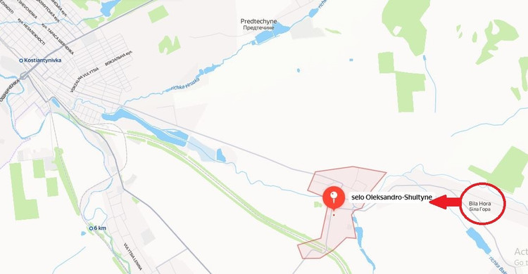 После захвата деревни Белая Гора следующим населённым пунктом, который русские могли атаковать, было Александро-Шультино, примыкающее к деревне Белая Гора с запада. А затем русские могли непосредственно атаковать предместья Константиновки. 4.jpg