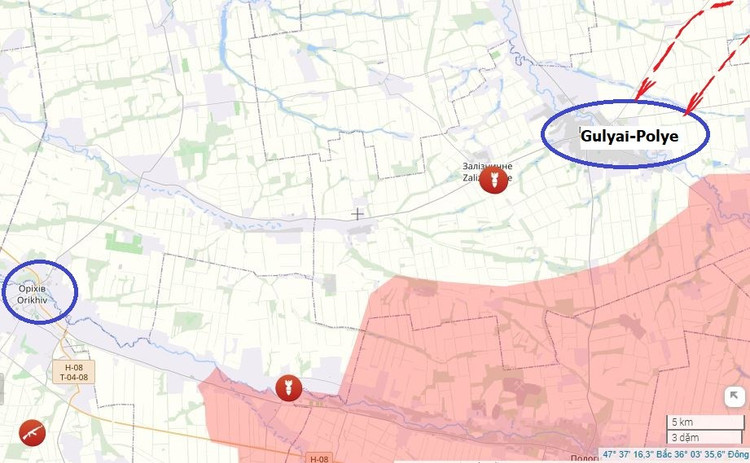 Pokud bude Guljaj-Pole dobyto, bude vážně ohrožena hlavní obranná oblast Ozbrojených sil Ruska (AFU) ve městě Orechiv v Záporožské oblasti, která je považována za předmostí letní protiofenzívy AFU v roce 2023. Samozřejmě je ještě příliš brzy hovořit o tom, že by RFAF dobyly Guljaj-Pole, ale situace je rozhodně ve prospěch Ruska. 14.jpg
