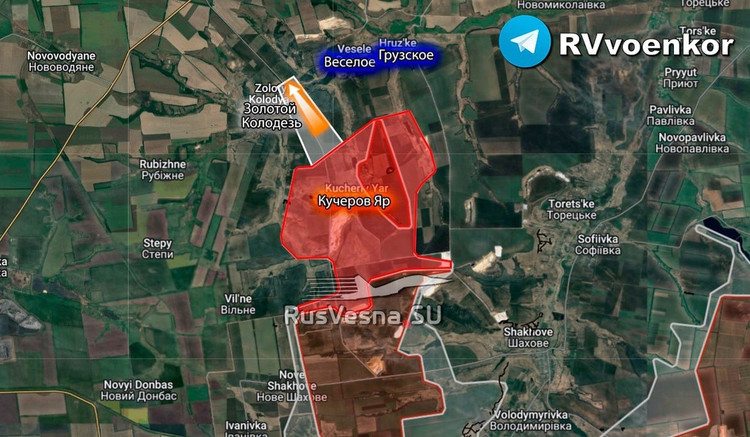 According to geolocated imagery, Russian troops advanced 2.5 km towards Dobropolye and took up new positions in the center of the small village of Vilne. Most likely, the village (with a pre-war population of 71) was retaken by Russia, opening the way for an attack on Stepy (Kutuzovka in Russian) to the west. 8.jpg