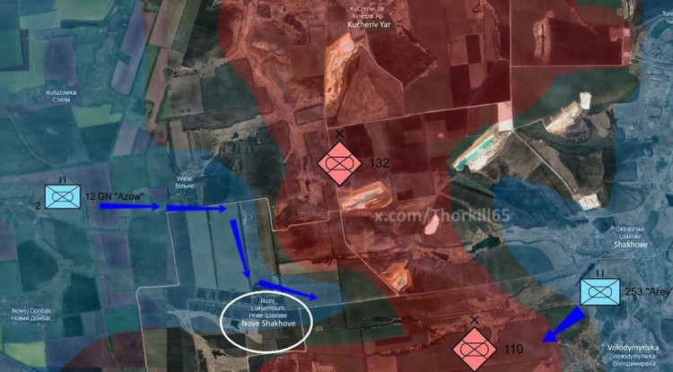 Een video die op 28 augustus werd vrijgegeven, illustreert dit punt ook: Russische artillerie en onbemande luchtvaartuigen bombarderen een gebouw ten zuiden van het dorp Nove Shakhove. Dit suggereert dat de RFAF, nadat de AFU het dorp twee dagen eerder had heroverd, er niet in slaagde hen te verdrijven, wat leidde tot een patstelling in het gebied. 6.jpg
