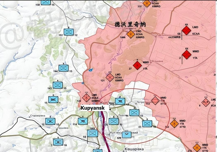 Bovendien meldde het kanaal Military Summary dat de RFAF een grote AFU-troepenmacht in Koepjansk heeft omsingeld. Drie brigades van het Oekraïense 10e Leger, verantwoordelijk voor de verdediging van Koepjansk, zitten ten oosten van de Oskil ingesloten. 2-5448.jpg