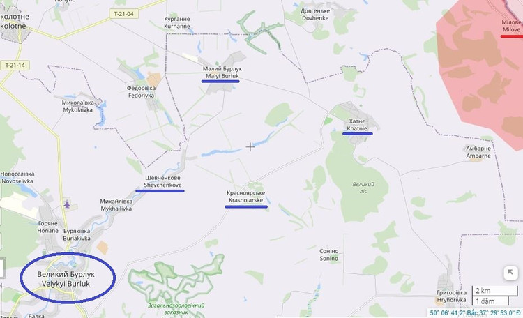 ヴォフチャンスク南方で成功すれば、ロシア軍は少なくともスタールイ・サルティウとヴェルイキイ・ブルルクへの補給路を含む敵の最も重要な補給路への砲火を制圧できるだろう。一方、ロシア空軍のもう一つの攻撃部隊はメロヴェからヴェルイキイ・ブルルクへと進撃していた。 11-8350.jpg