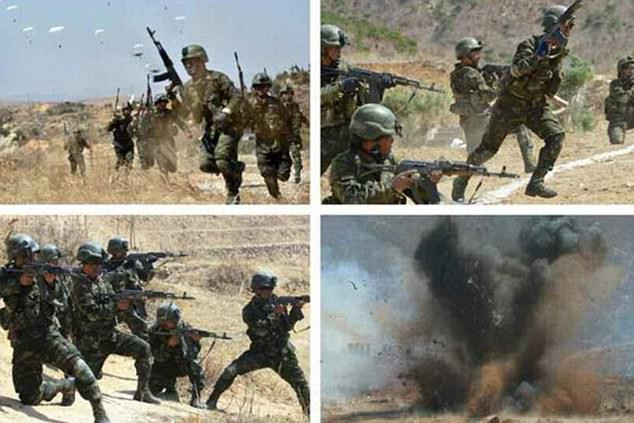 Tờ báo Rodong Sinmun của Triều Tiên ghi lại loạt ảnh về buổi diễn tập quân sự của lực lượng đặc nhiệm nước này.