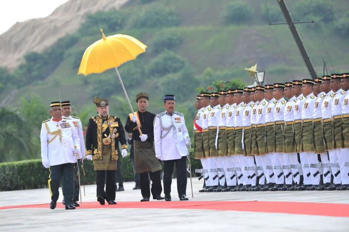 Tân quốc vương duyệt đội cận vệ danh dự. Ảnh: Malaysia Chronicle.