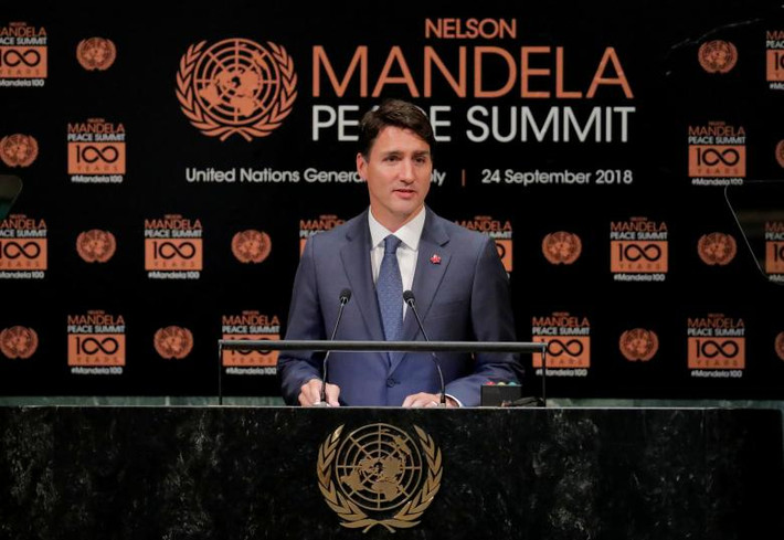 Thủ tướng Canada Justin Trudeau có bài phát biểu tại cuộc họp của Đại hội đồng.