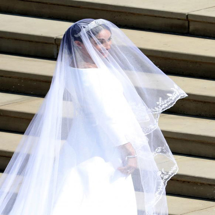 Chiếc váy cưới mà Công nương Markle diện trong ngày kết hôn với Hoàng tử Harry tại nhà nguyện St George thuộc Lâu đài Windsor ngày 19/5/2018.