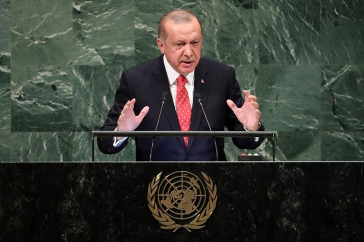 Tổng thống Thổ Nhĩ Kỳ Tayyip Erdogan phát biểu tại phiên họp Đại Hội đồng Liên Hợp Quốc.