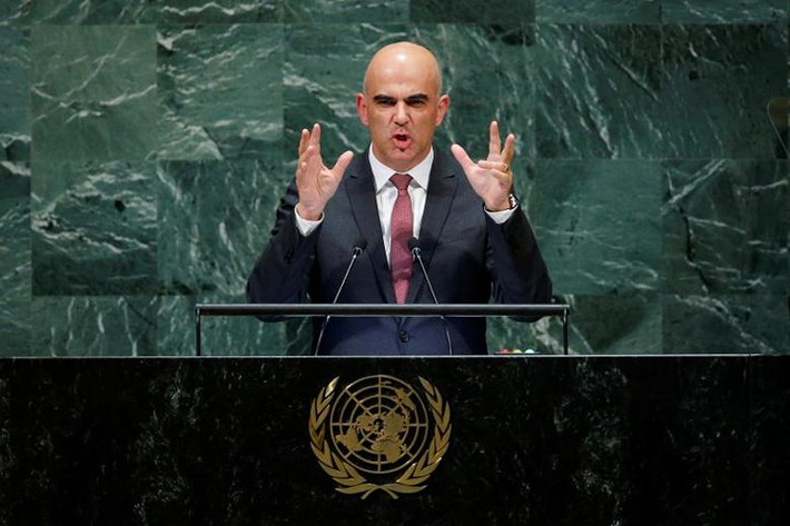 Tổng thống Thụy Sĩ Alain Berset phát biểu tại kỳ họp lần thứ 73 Đại Hội đồng Liên Hợp Quốc.