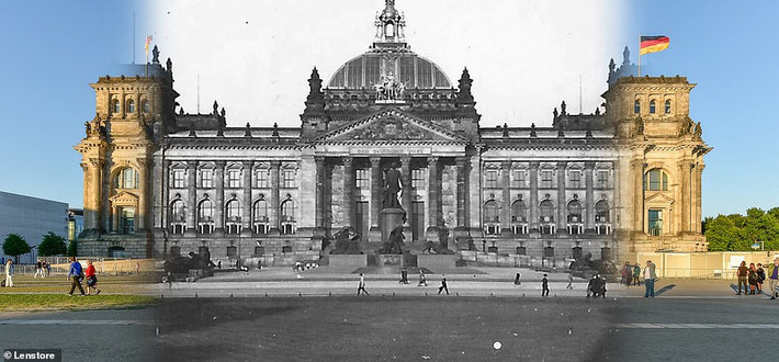 Tòa nhà Reichstag được mở cửa vào năm 1894 và là trụ sở của Quốc hội Đế quốc Đức cho đến năm 1933 khi nó bị phá hủy trong một trận hỏa hoạn. Ảnh chụp tòa nhà Reichstag năm 1929.
