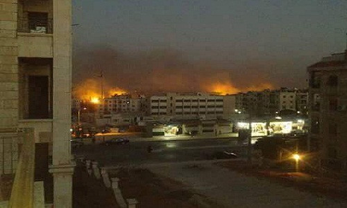 “Các tay súng khủng bố ở khu Rashiddeen 4 dồn dập nã pháo và tên lửa về phía quận New Aleppo đông dân cư ở thành phố Aleppo”, một nguồn tin quân sự cho hay. Ảnh: SLM.
