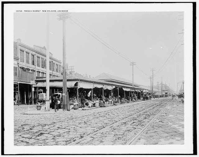 Khu chợ Pháp ở New Orleans, bang Louisiana, hơn 100 năm về trước.