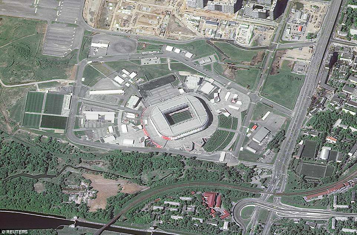 Sân vận động Spartak ở thủ đô Moscow nhìn từ trên cao.
