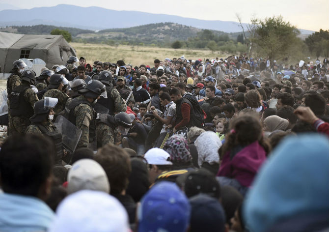 Cảnh chen chúc ở ngôi làng Idomeni, miền bắc Hy Lạp ngày 7/9.
