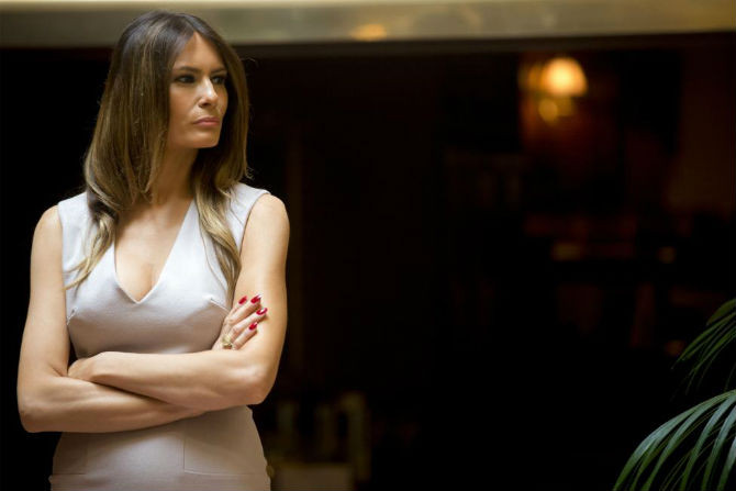 Bà Melania Trump trong một buổi họp báo ở New York ngày 1/5/2014.