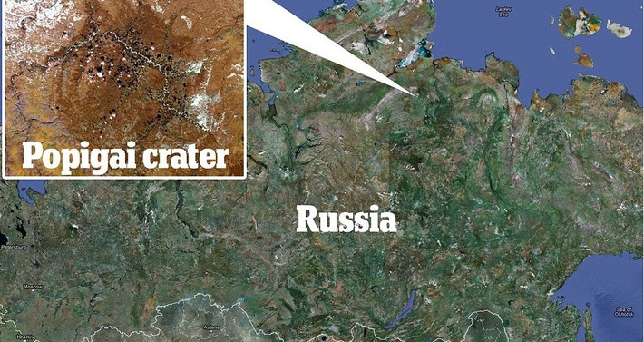 Tại Siberia, hố thiên thạch 35 triệu năm tuổi được phát hiện vào những năm 1970 có chứa hàng nghìn tỷ cara kim cương, với giá trị ước tính là 1 triệu tỷ USD.