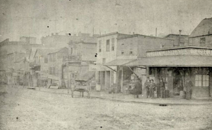 Những cửa hàng trên phố Stockton ở San Francisco năm 1849.