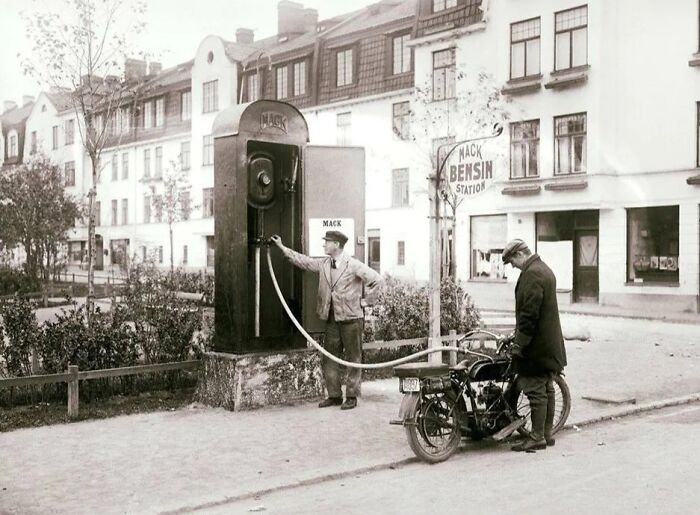 Trạm Mack Bensin, Thụy Điển, vào những năm 1930.
