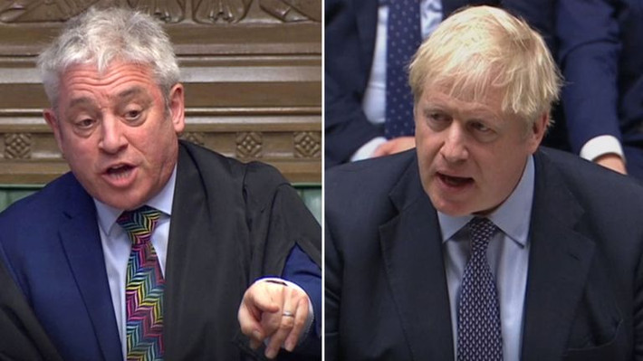 Trong khi đó, Chủ tịch Quốc hội Anh John Bercow ngày 21/10 yêu cầu chính phủ không đưa thoả thuận Brexit của Thủ tướng Johnson ra bỏ phiếu lần nữa. Ảnh: Sky.