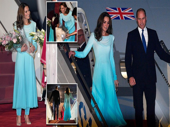 Tối 14/10, vợ chồng Công nương Kate Middleton và Hoàng tử William đã có mặt tại căn cứ không quân Nur Khan ở Rawalpindi trong khuôn khổ chuyến công du Pakistan kéo dài 5 ngày. Ảnh: Daily Mail.