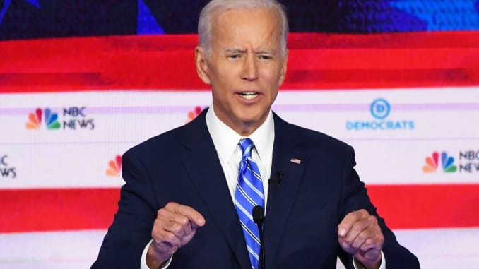 Ứng viên Joe Biden tuyên bố ông sẽ "chiến đấu" để giành chức Tổng thống từ tay ông Trump vào tháng 11/2020, và thề sẽ giành chiến thắng. Ảnh: CNBC.