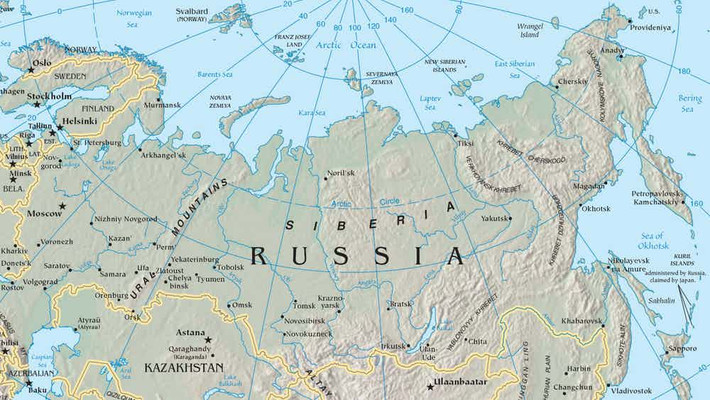 Siberia, có diện tích khoảng 9.734 km2, là vùng đất rộng lớn gần như nằm trọn trong nước Nga.