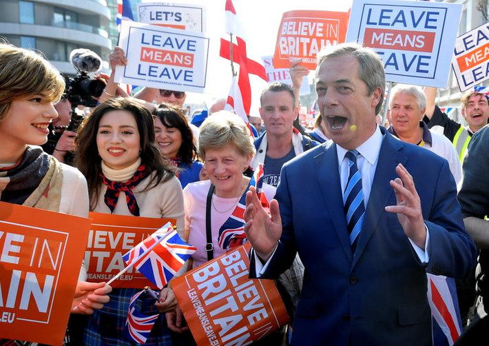 Thủ lĩnh Đảng Brexit Nigel Farage tham gia cuộc tuần hành "March to Leach" ở London ngày 29/3.
