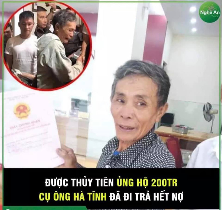 ''Anh Vinh nói “mẹ gan đó, chả ai dám quyết định số tiền 200 triệu trong chưa đầy một phút đâu, ba là ba nghĩ mẹ sẽ hỗ trợ ông 20-50tr thôi, là ba ba cũng sẽ áp lực không thể quyết như vậy”. Mình nghĩ là, khi con người ta đã vào đường cùng thì một là cứu hai là không... một quyết định có thể thay đổi cuộc đời con người ta. Thử nghĩ quanh năm làm lụng vất vả giờ mất hết không còn gì, đường cùng, ăn không có mà nhà cũng bị mất luôn cả nhà 6 người dựa vào ông sẽ sống ra sao. Thôi giúp ông từ số âm quay về số 0 bắt đầu lại từ đầu ông nhé. Mừng cho ông bao đêm mất ngủ, khóc sưng mắt vì tủi thân, nay chắc có đêm ngủ ngon giấc rồi'' - ca sĩ Thuỷ Tiên viết.