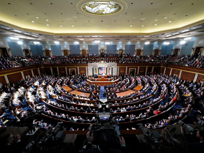 Phòng họp của Hạ viện Mỹ năm 2020.