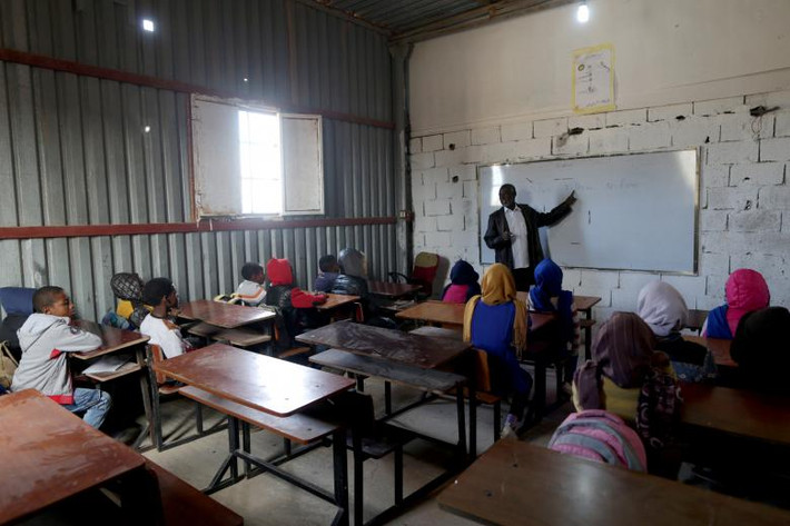 Bên trong một lớp học của khu trại ở Benghazi ngày 30/1.