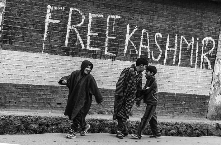 Dòng chữ có nội dung “Kashmir Tự do” được viết trên tường ở Anantnag.