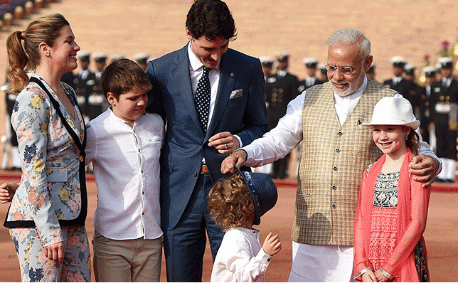 Trong ngày 23/2, Thủ tướng Trudeau đã có cuộc hội đàm với người đồng cấp Ấn Độ Narendra Modi tại thủ đô New Delhi. Hai bên đã ký kết nhiều thỏa thuận mới về giáo dục, năng lượng,... Ảnh: NDTV.