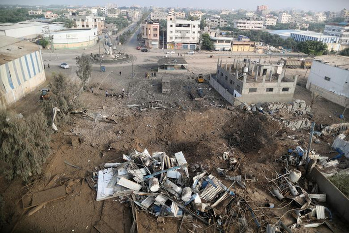 Bức ảnh chụp từ trên cao phần nào cho thấy mức độ thiệt hại ở Dải Gaza sau khi Israel tấn công.
