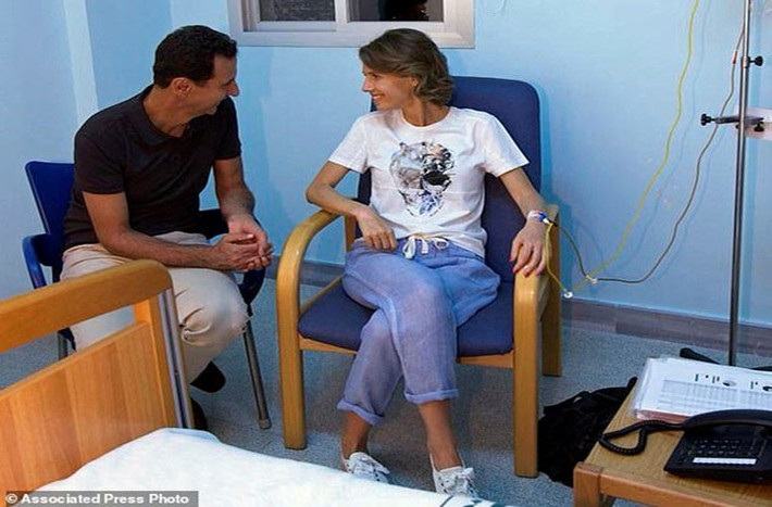 Hồi tháng 8/2018, Văn phòng Tổng thống Syria thông báo phu nhân của Tổng thống Syria Bashar al-Assad phải điều trị trong bệnh viện vì mắc phải căn bệnh ung thư vú. Ảnh: AP.