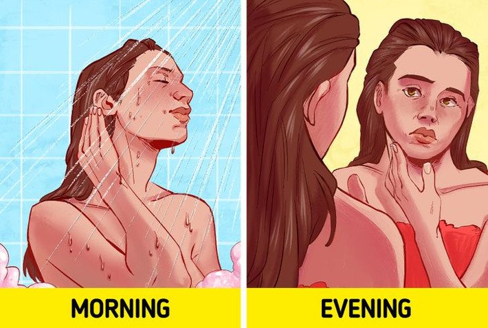 2. Tắm lâu: Nhiều người có thói quen tắm vào buổi sáng, kể cả khi trời lạnh. Tuy nhiên, nếu bạn tắm lâu bằng nước nóng vào buổi sáng mỗi ngày, thói quen này có thể phá hỏng làn da khỏe mạnh của bạn. Ảnh: BS.