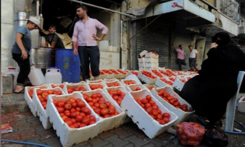 Một người bán cà chua trên đường phố Aleppo ngày 10/7.