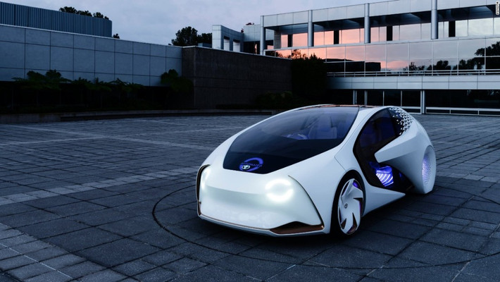 Toyota Concept-i, xe hơi siêu thông minh của tương lai, được giới thiệu tại triển lãm công nghệ CES 2017. Chiếc ô tô siêu thông minh này có thể sẽ được chạy thử trên đường phố Nhật Bản trong vài năm tới. Ảnh: CNN.